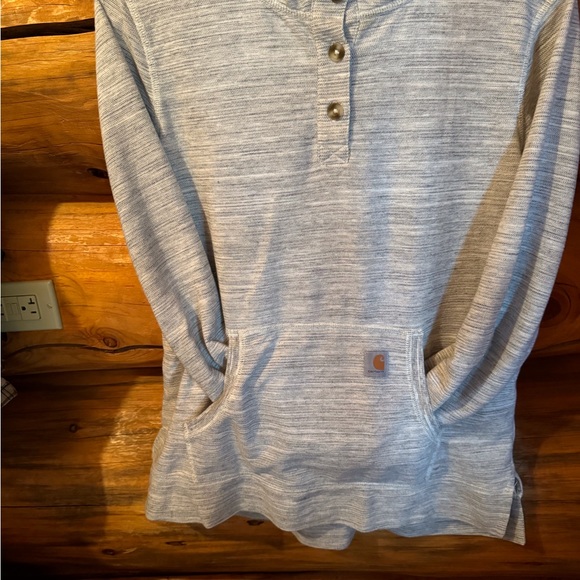 CARHART BRAND PULL OVER HOODED TOP WITH FRONT KANGAROO POCKETS. EUC LIKE NEW. - Picture 5 of 9